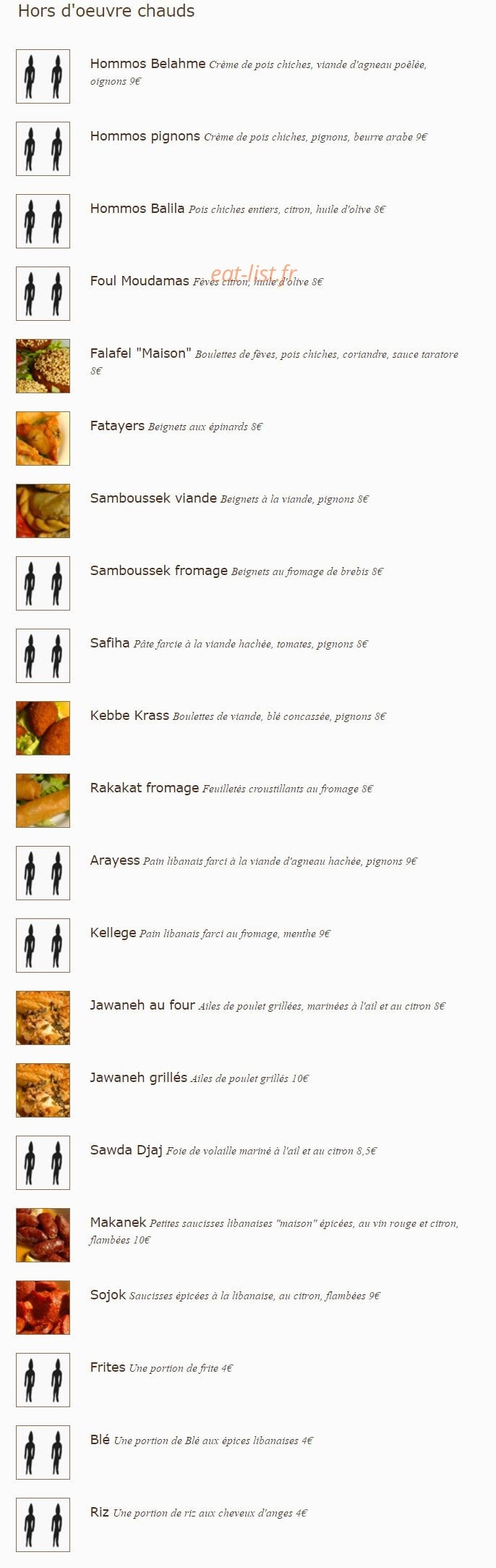 La Table Libanaise — carte page 2