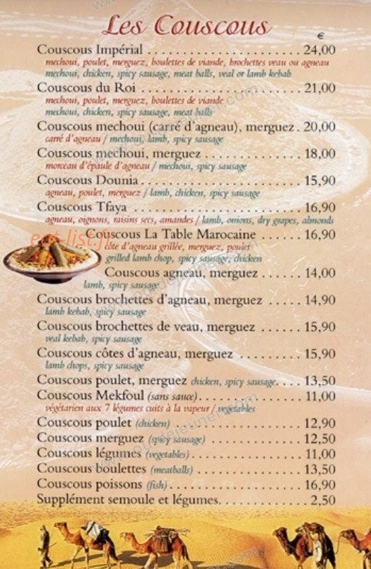 La table marocaine — carte page 2