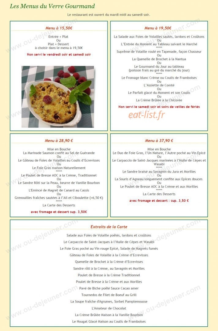 Le bistrot d’André — carte page 1