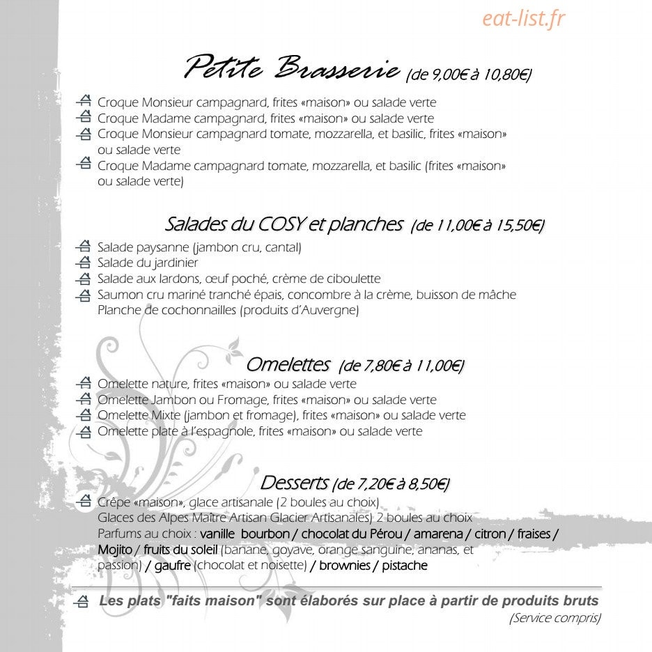 Le Cosy Montparnasse — carte page 2