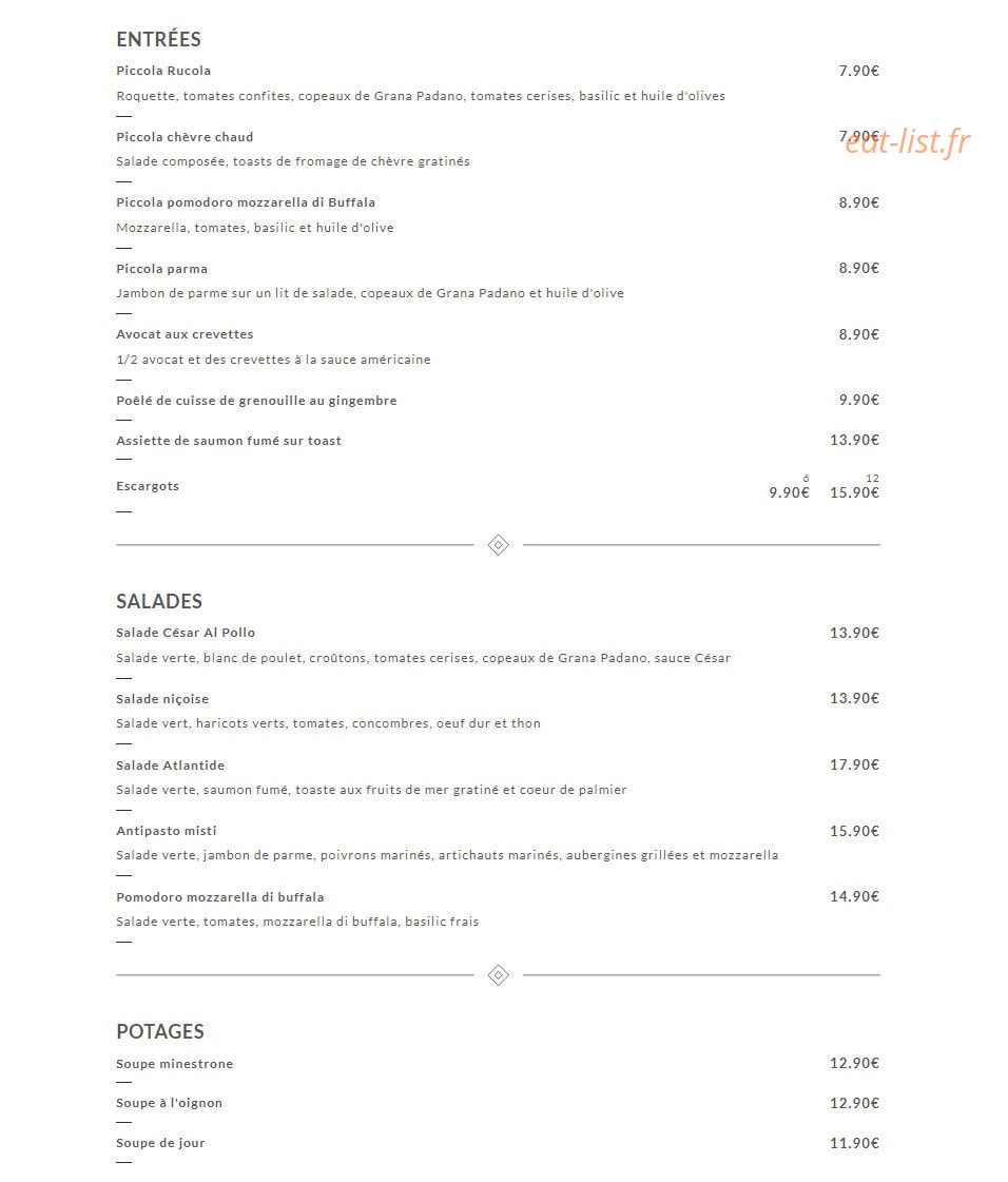 Le Filippo — carte page 1