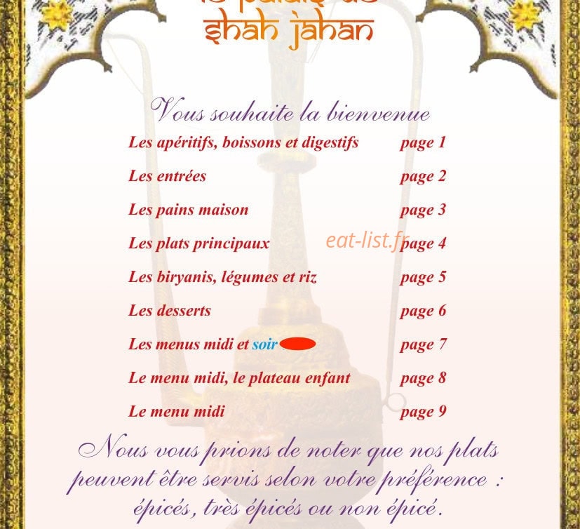 Le palais de shah jahan — carte page 11