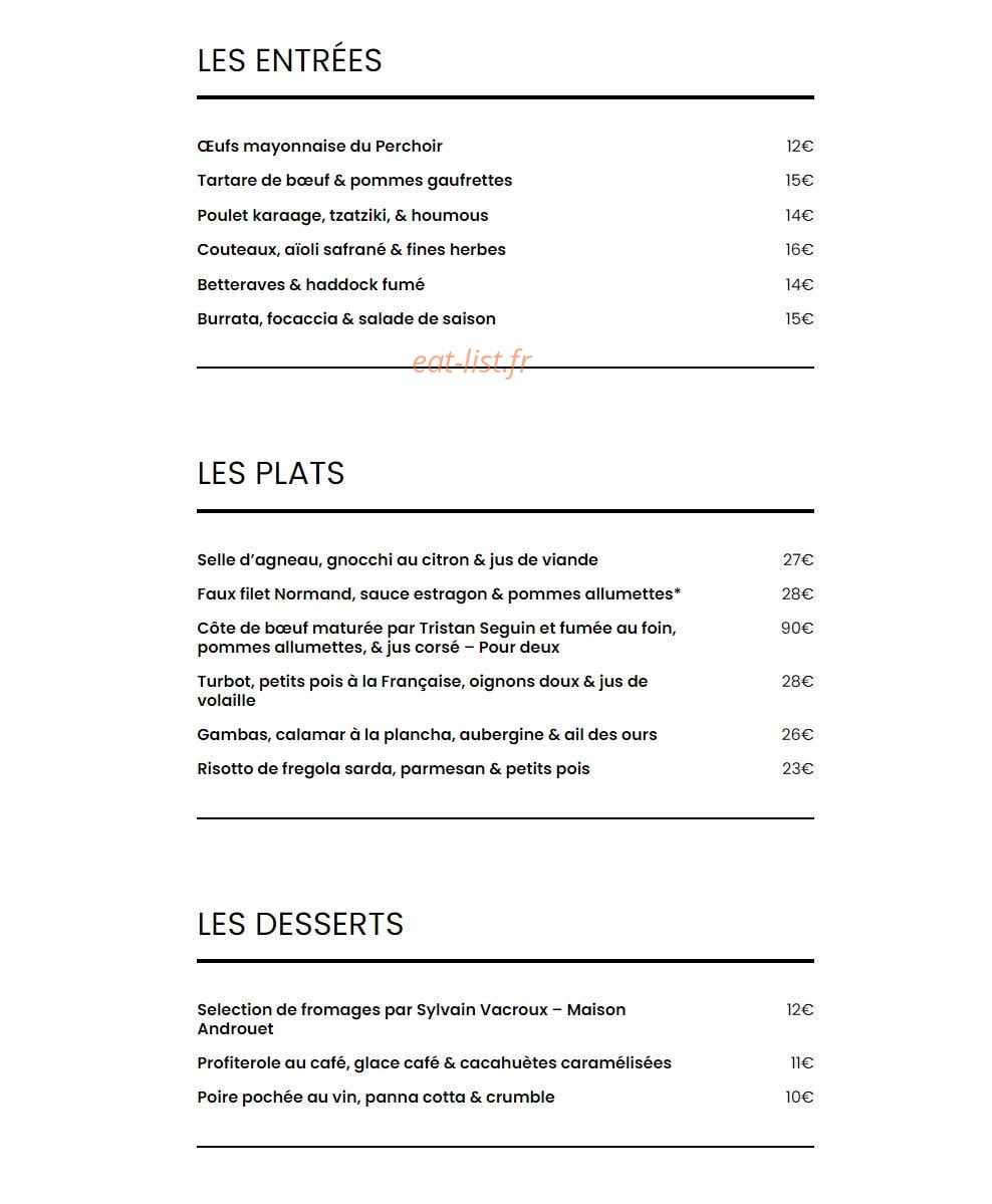 Le Perchoir — carte page 1