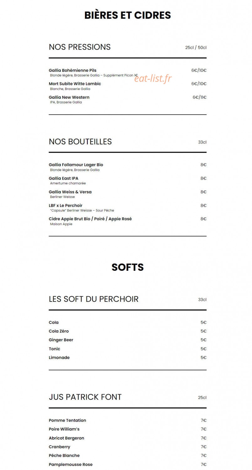 Le Perchoir — carte page 5