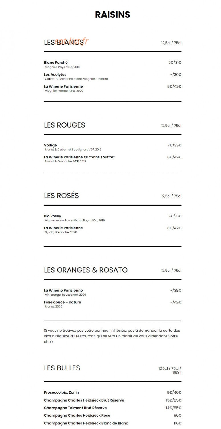 Le Perchoir — carte page 4