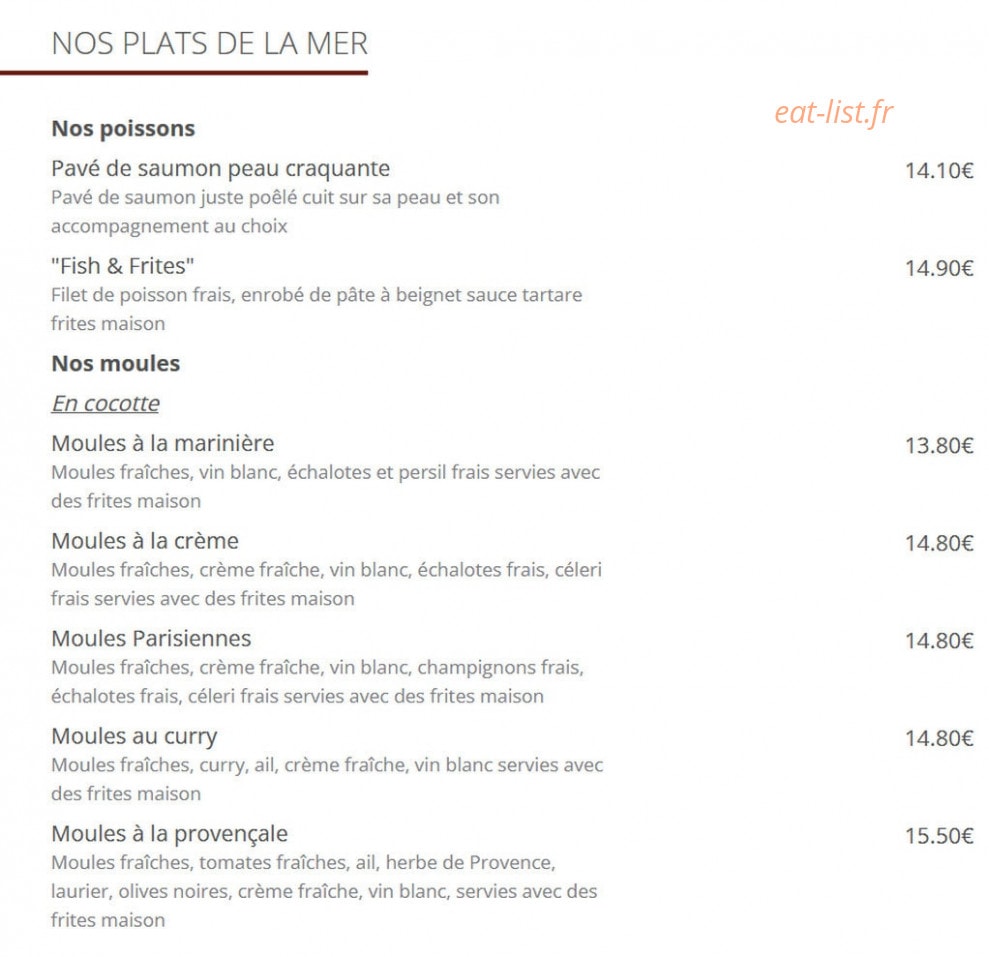 Le Restaurant du Marché — carte page 13
