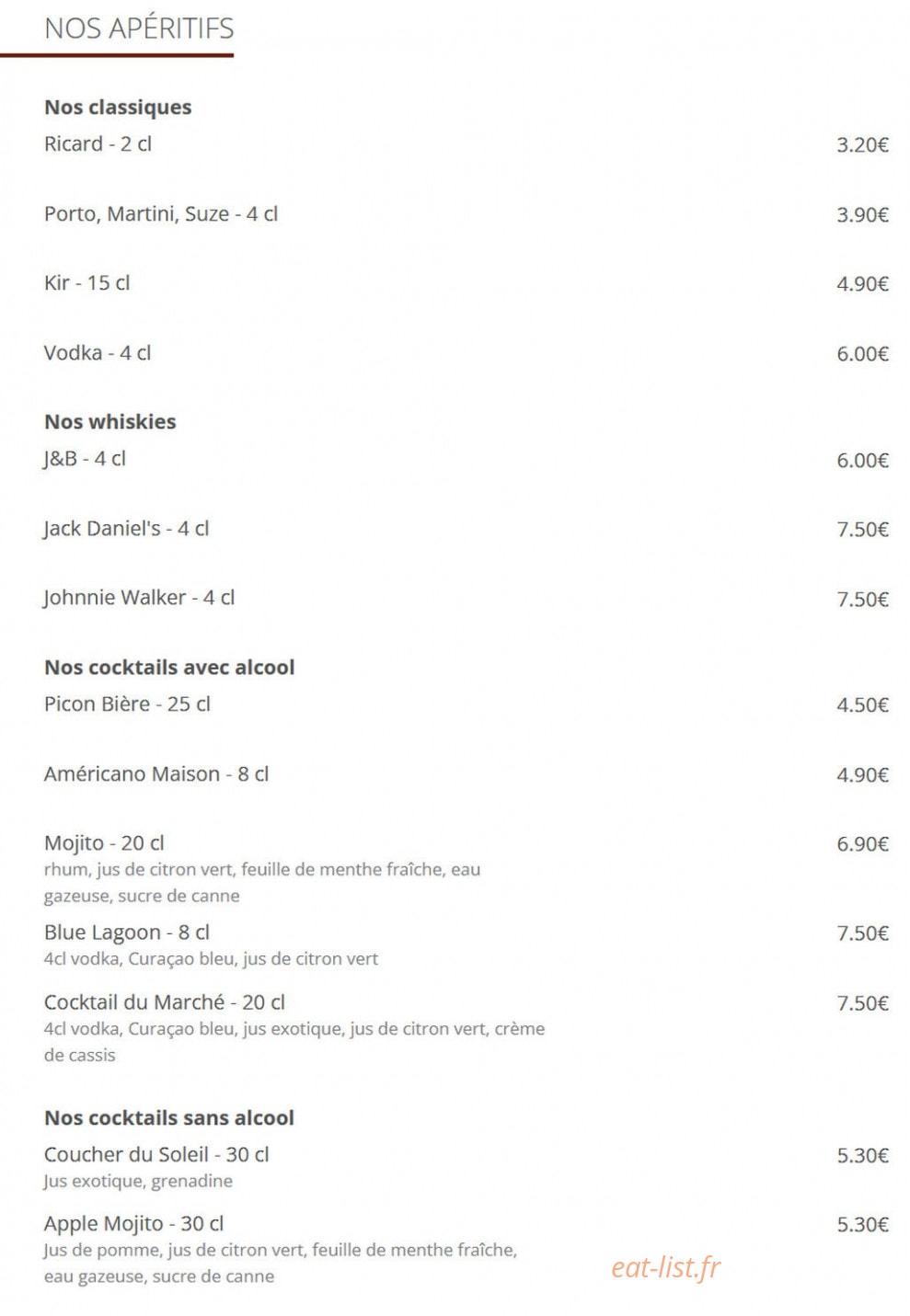 Le Restaurant du Marché — carte page 10