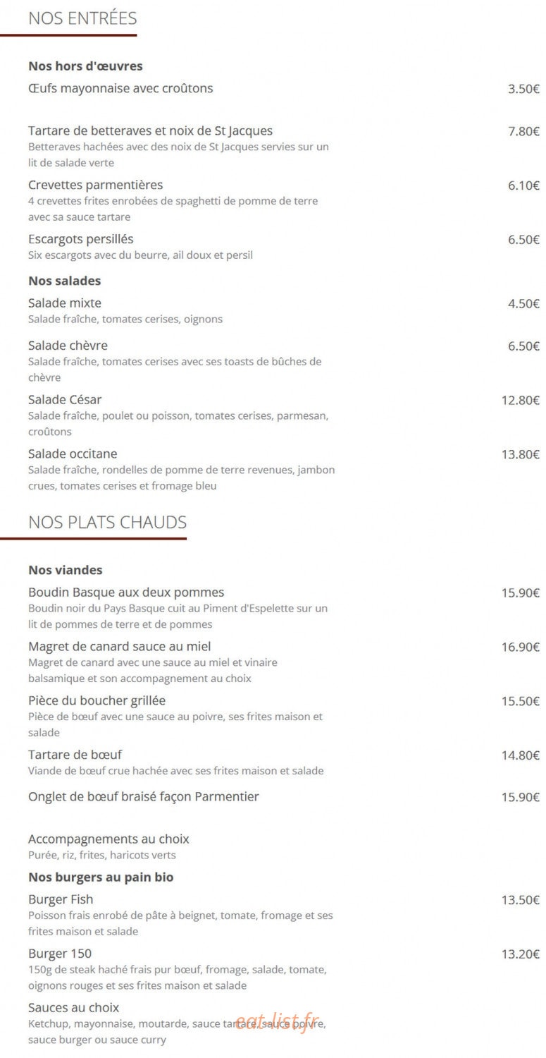 Le Restaurant du Marché — carte page 12