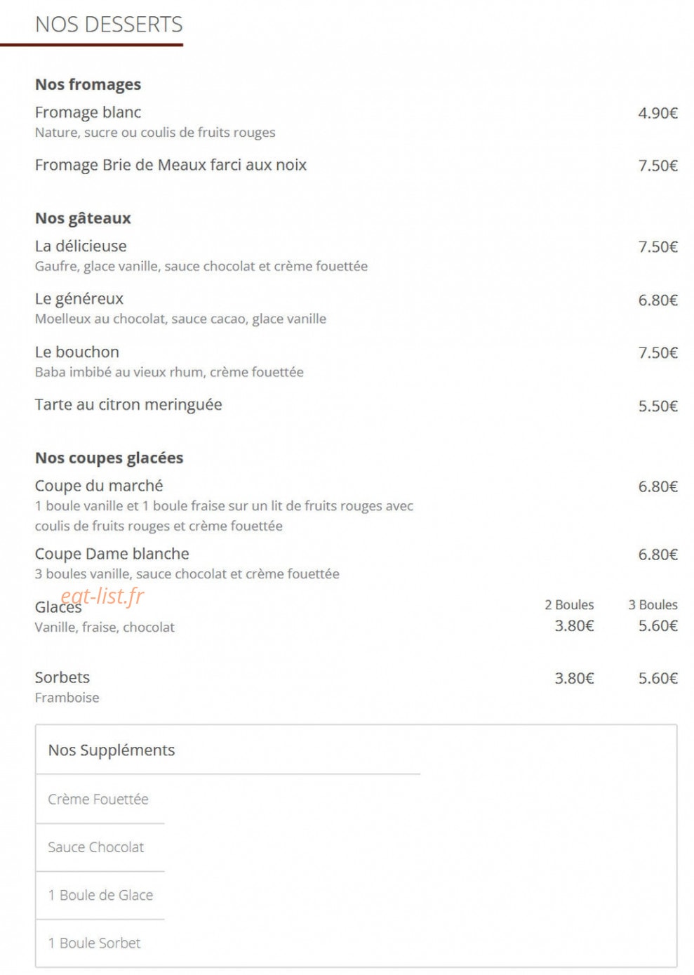 Le Restaurant du Marché — carte page 18