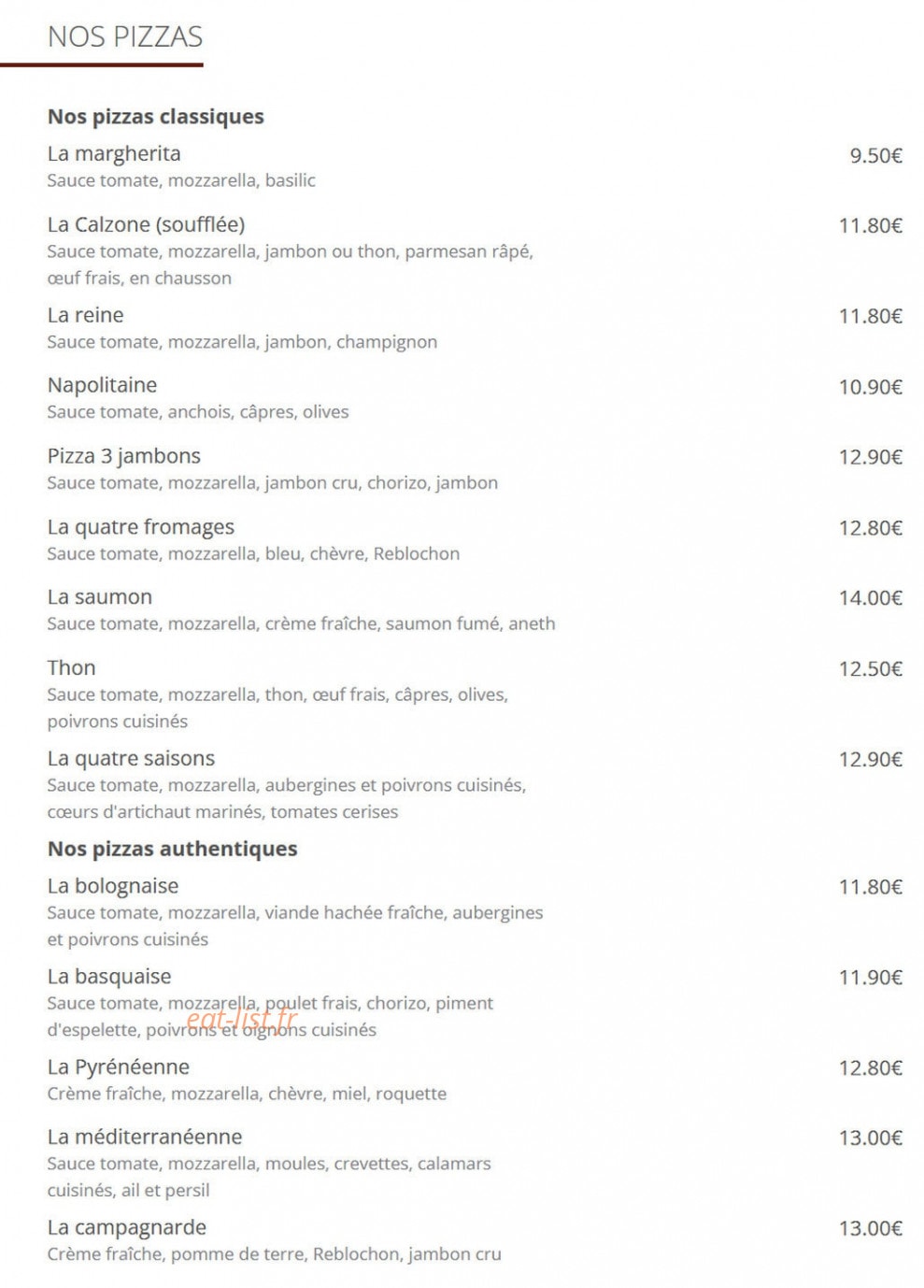 Le Restaurant du Marché — carte page 16