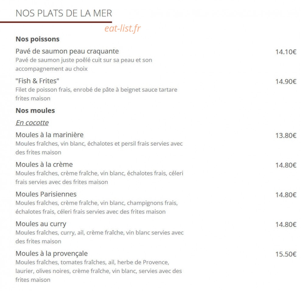 Le Restaurant du Marché — carte page 14