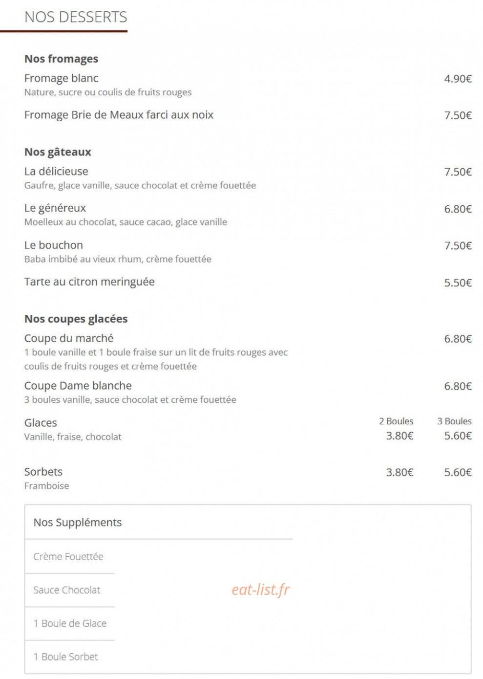 Le Restaurant du Marché — carte page 17