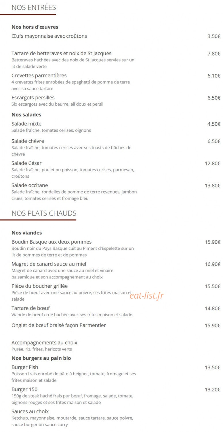 Le Restaurant du Marché — carte page 11
