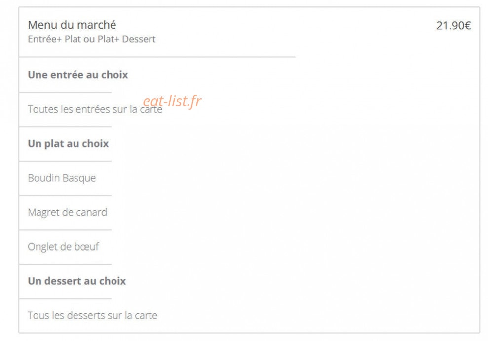 Le Restaurant du Marché — carte page 8