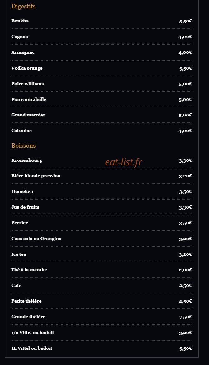 Le Roi du Couscous — carte page 5