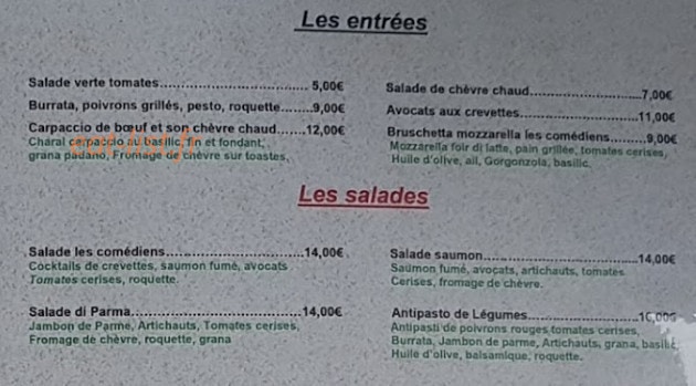 Les Comédiens — carte page 2