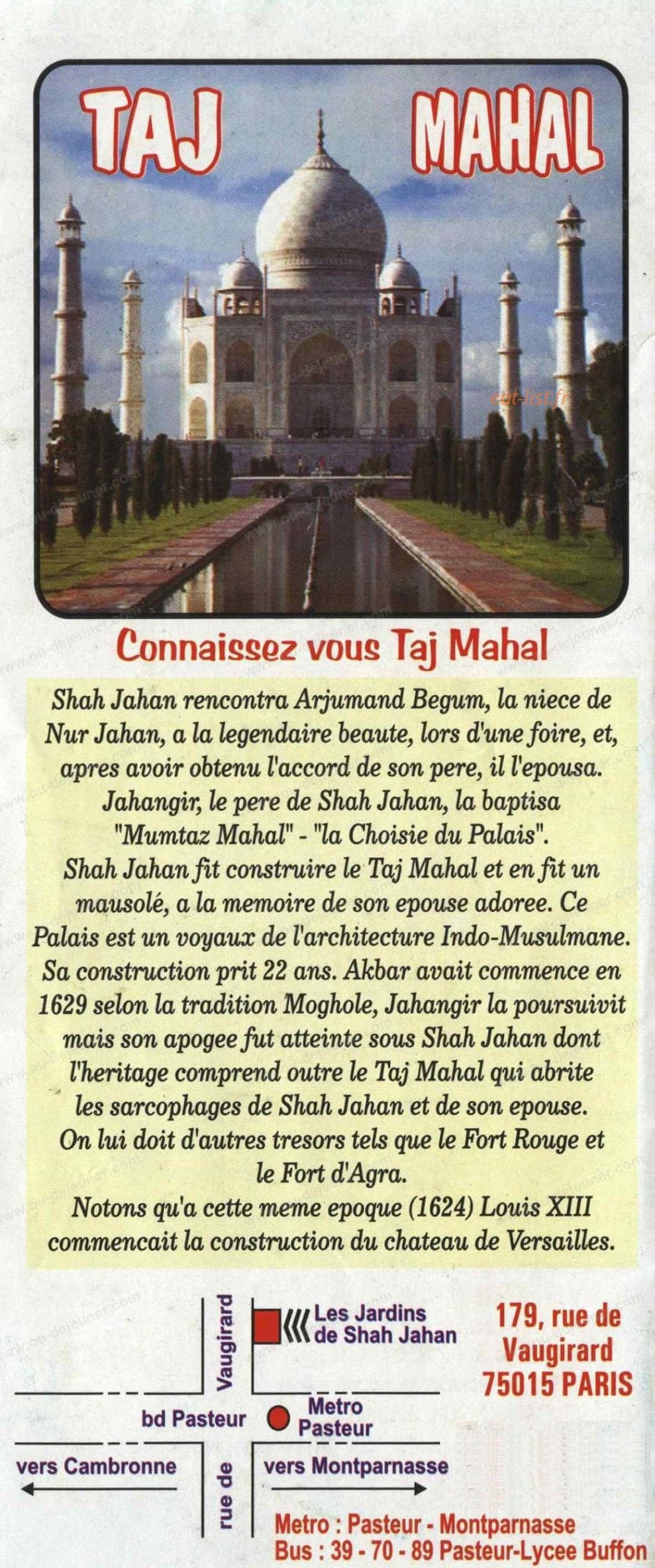 Les Jardins de Shah Jahan — carte page 6
