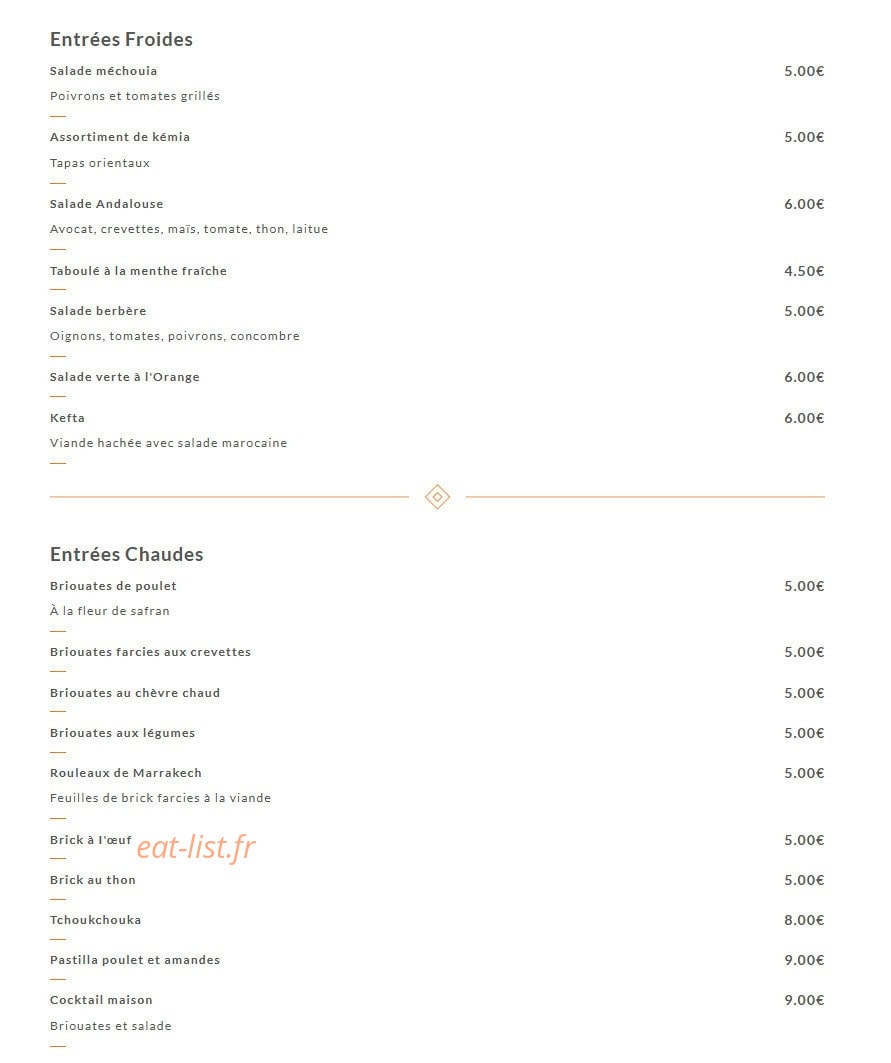 Les Saveurs — carte page 1