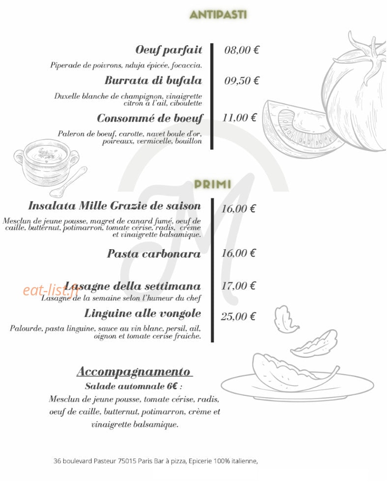 Mille Grazie — carte page 1