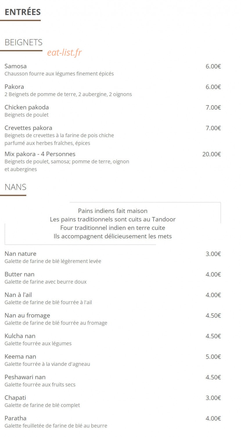 Mumbai Lounge — carte page 1