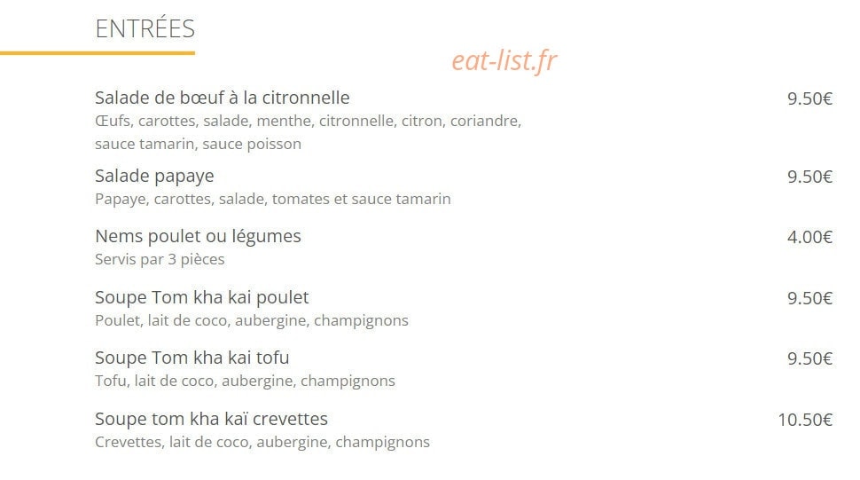 Ô Phuket's — carte page 1