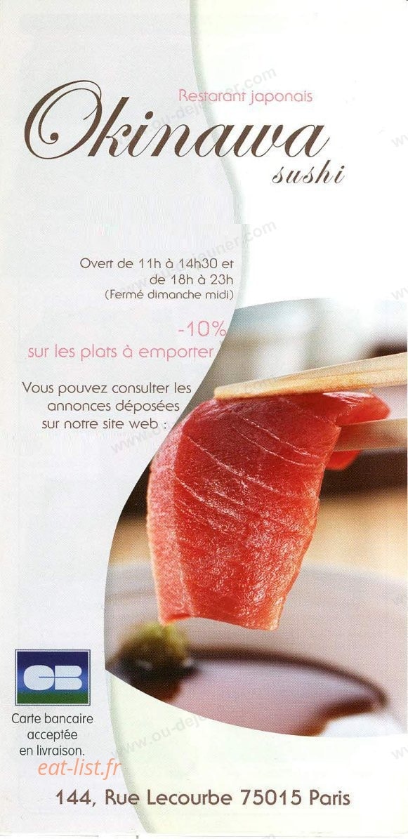 Okinawa Sushi — carte page 1