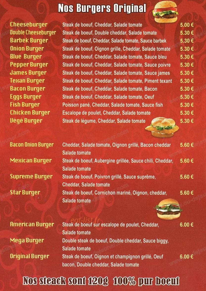 Original Burger — carte page 2