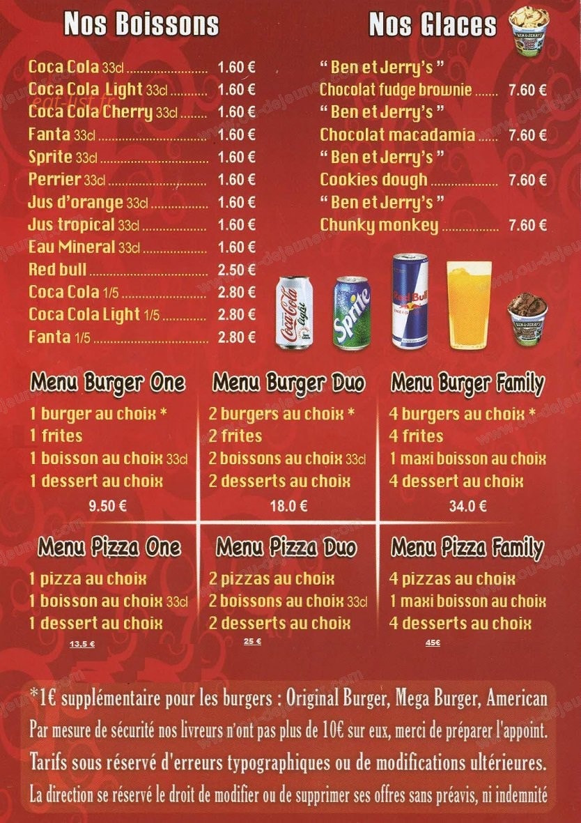 Original Burger — carte page 4