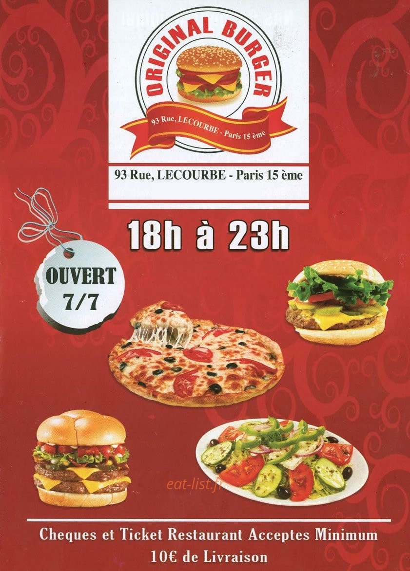 Original Burger — carte page 1