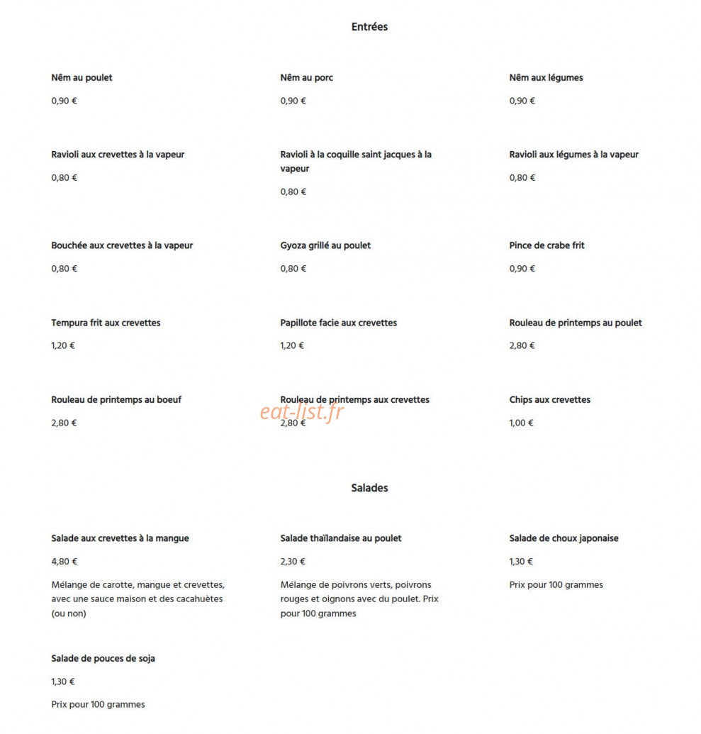 Panda Gourmet — carte page 1