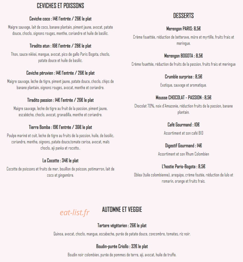 Paris Bogota — carte page 2