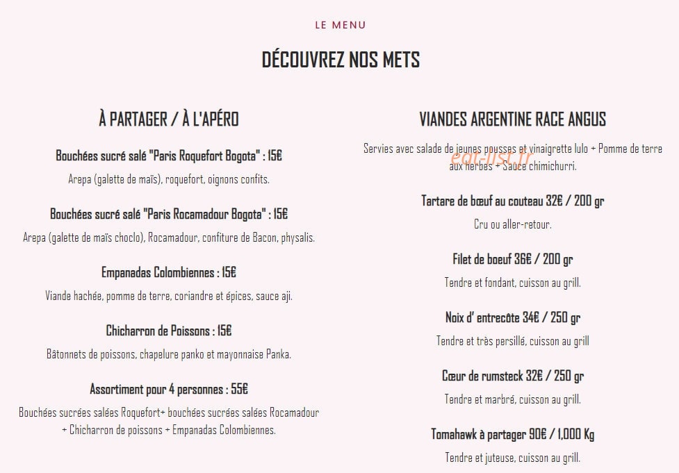 Paris Bogota — carte page 1