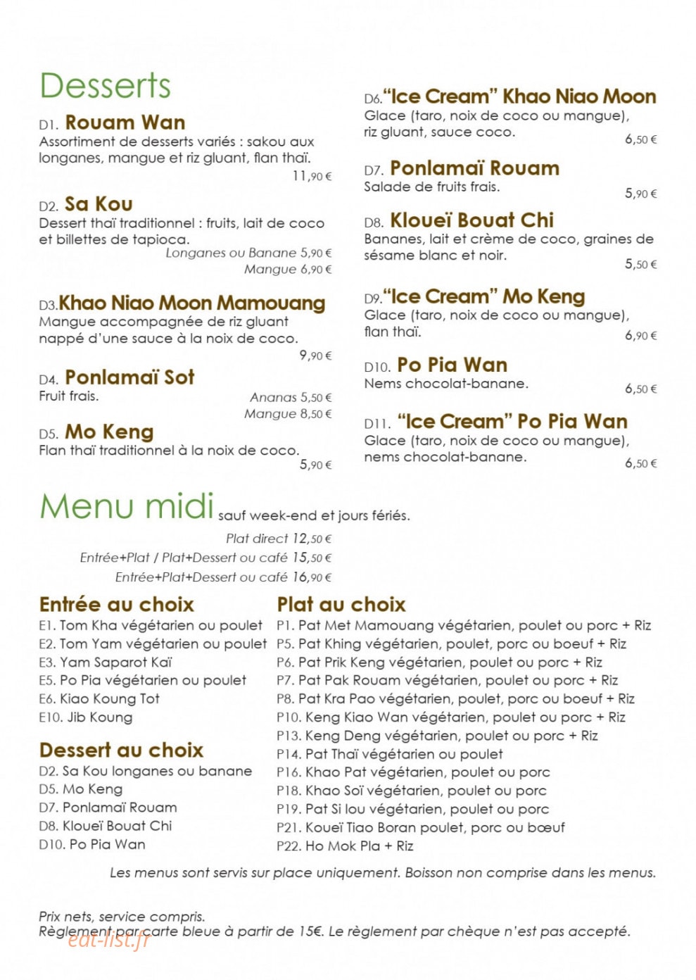 Paya Thaï — carte page 5