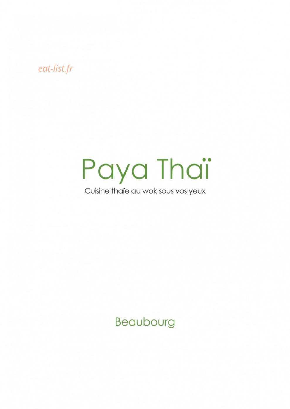 Paya Thaï — carte page 1