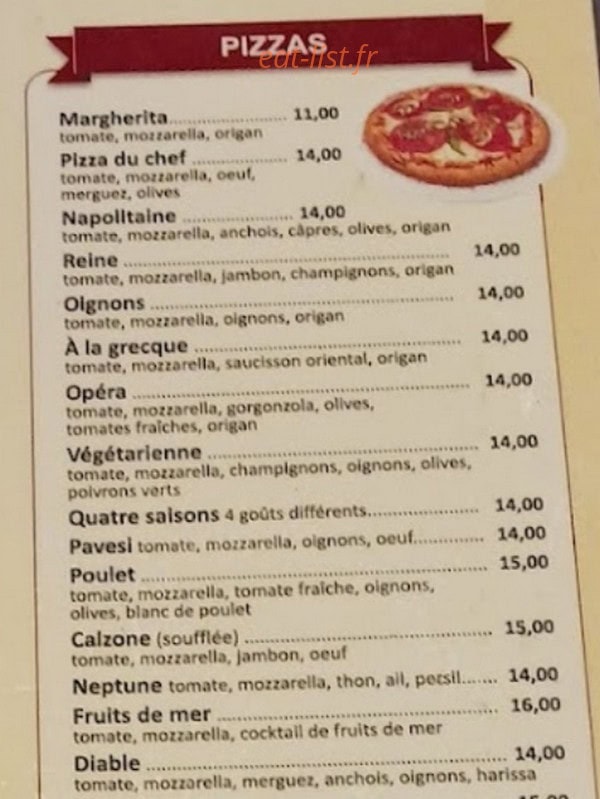 Pizza Fiorentina — carte page 5