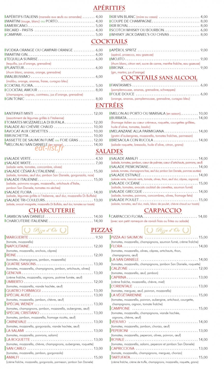 Pizza Flora — carte page 2
