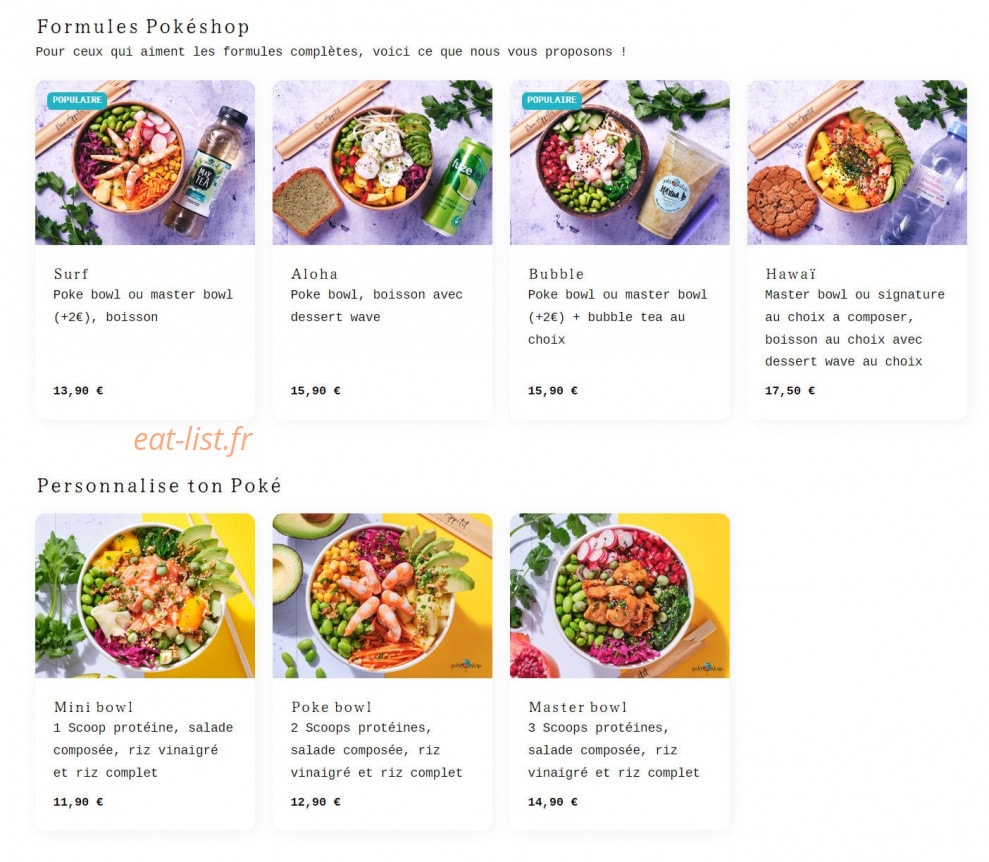 Poké Shop — carte page 2