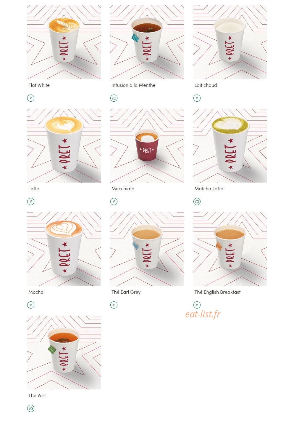 Pret A Manger — carte page 17