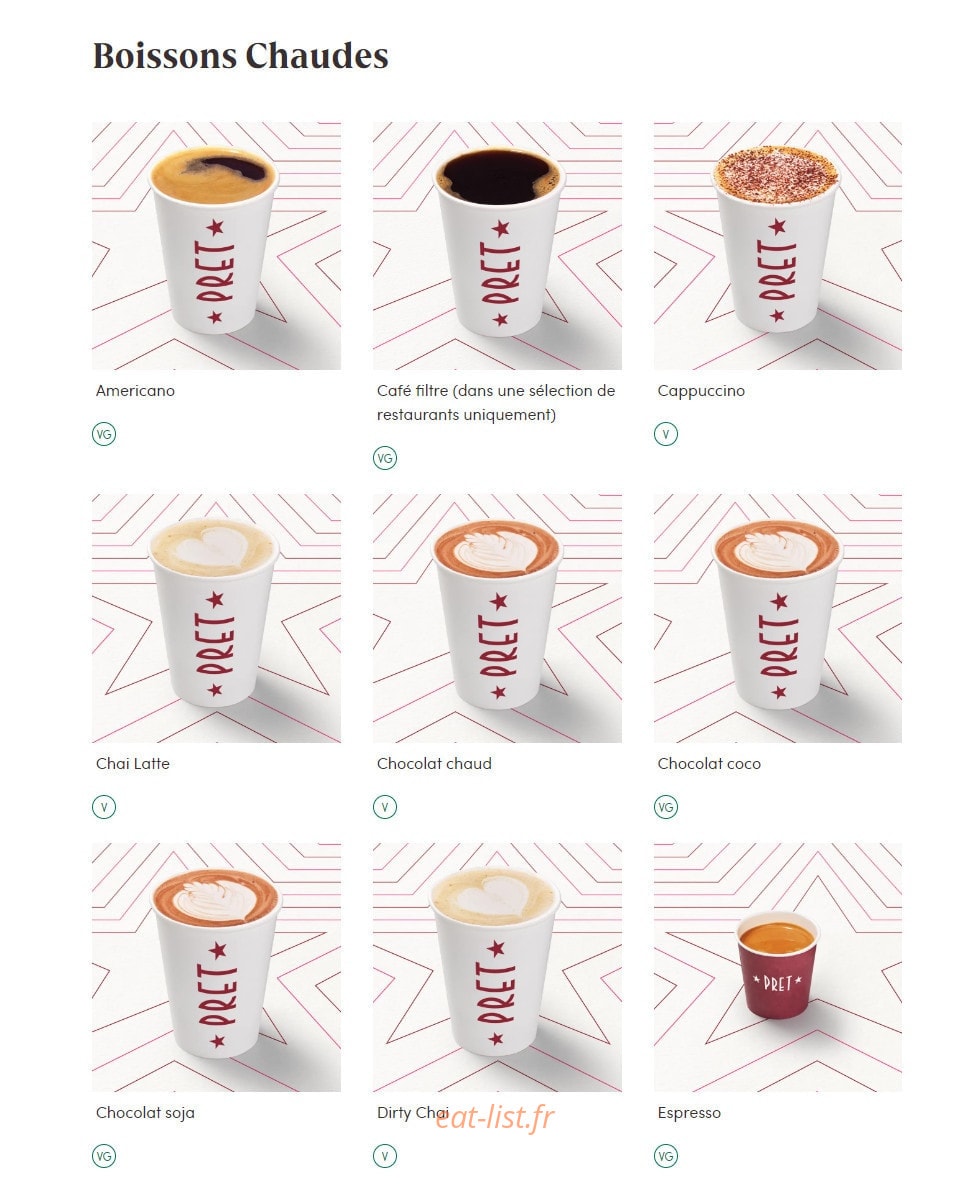 Pret A Manger — carte page 16