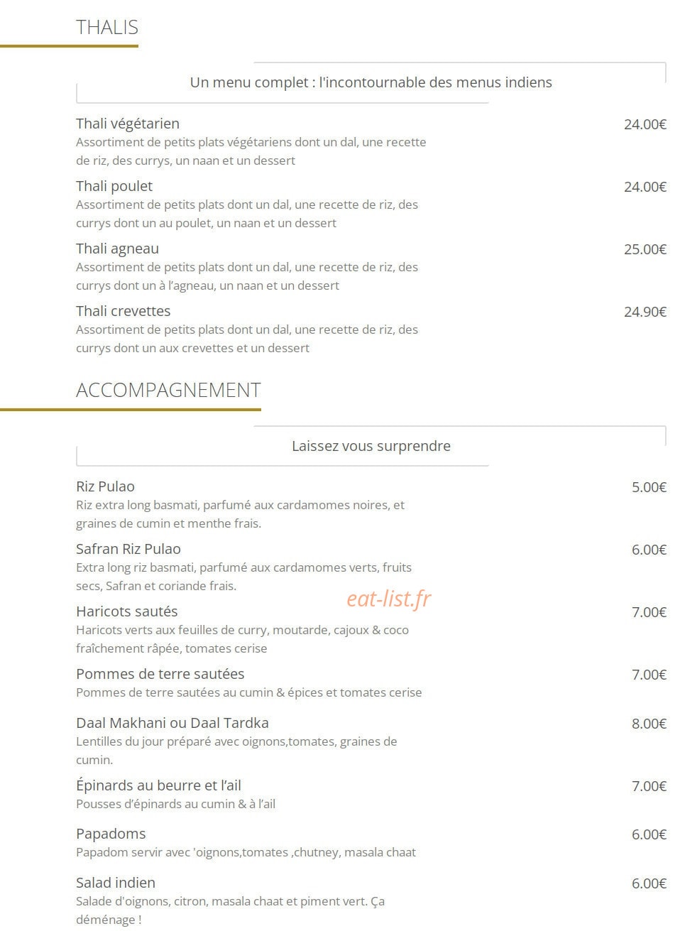 Rasna Restaurant Indien — carte page 3
