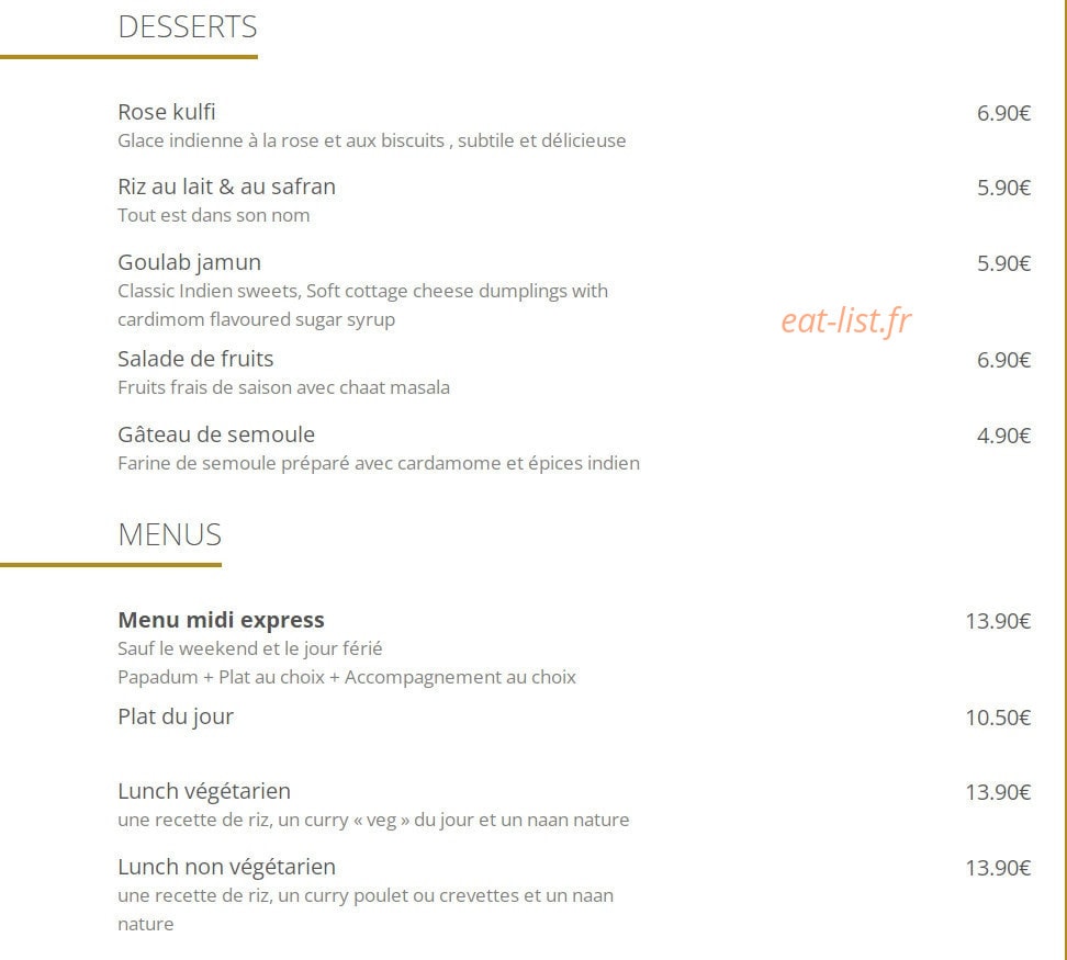 Rasna Restaurant Indien — carte page 4