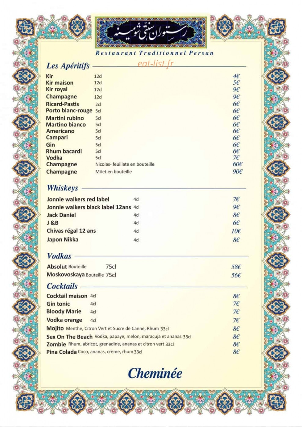Restaurant Cheminée — carte page 7