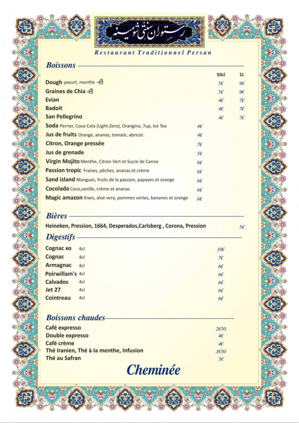 Restaurant Cheminée — carte page 8