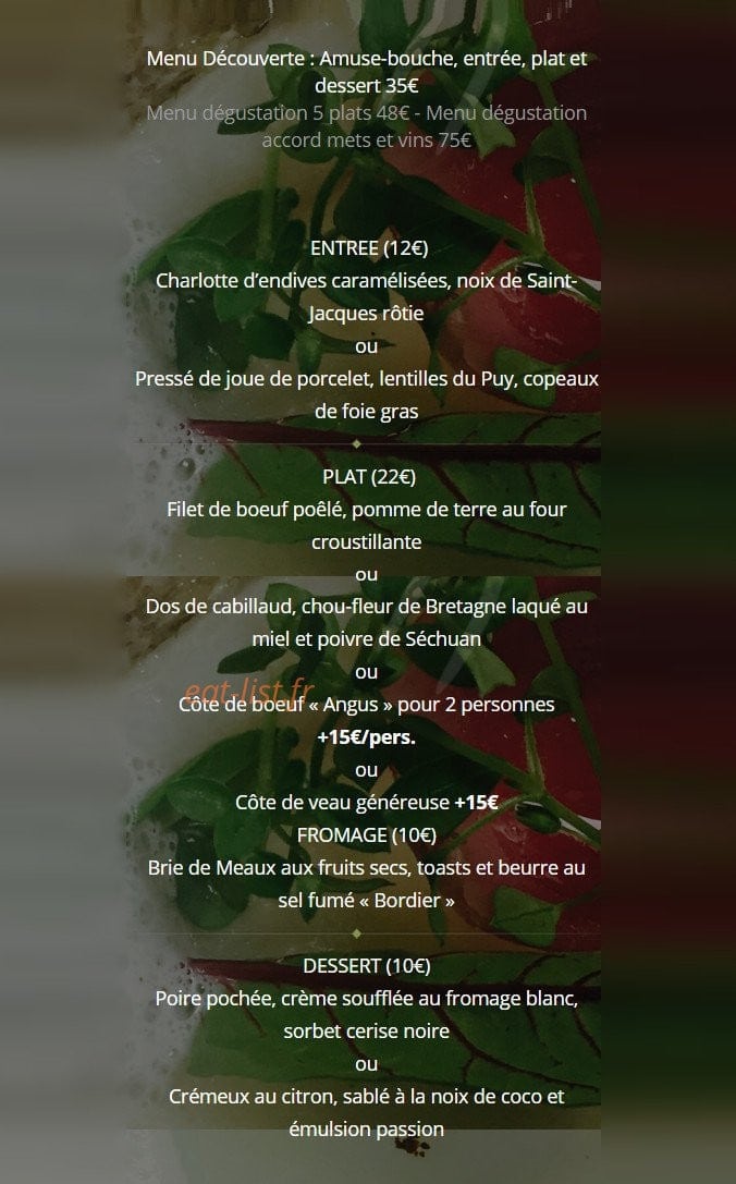 Restaurant l'Antre Amis — carte page 1
