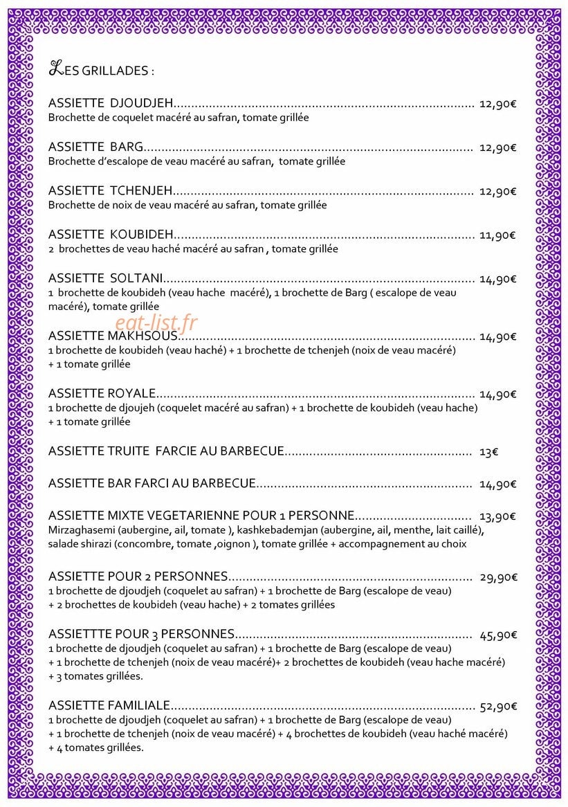 Restaurant Perchiana — carte page 2
