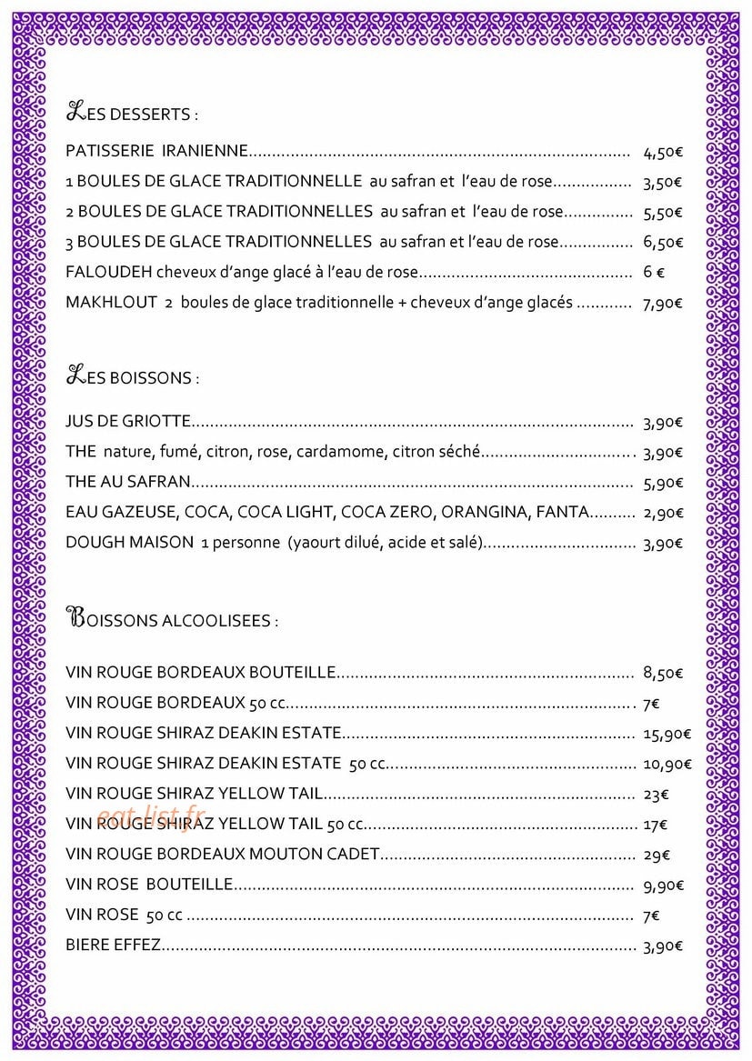 Restaurant Perchiana — carte page 3