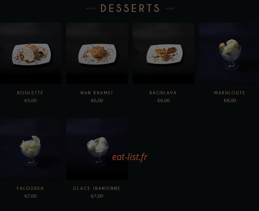 Restaurant Téhéran — carte page 5