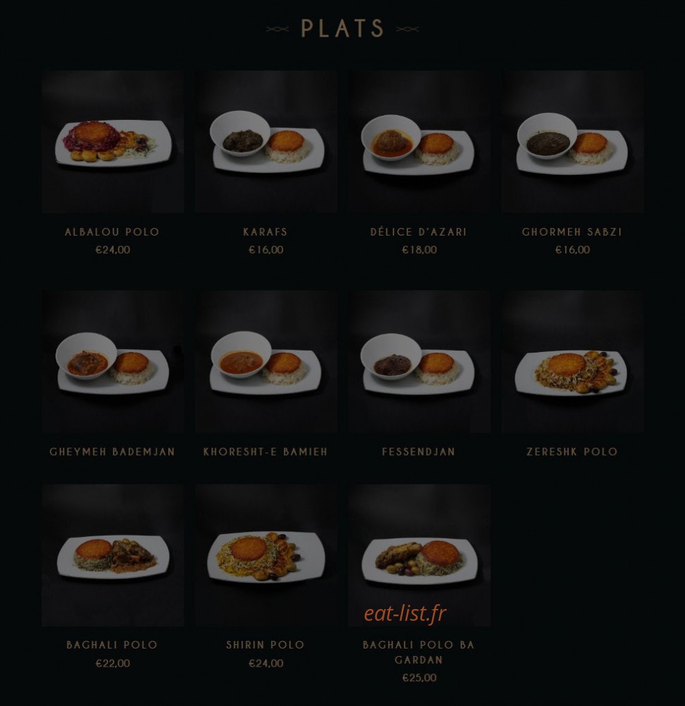 Restaurant Téhéran — carte page 3