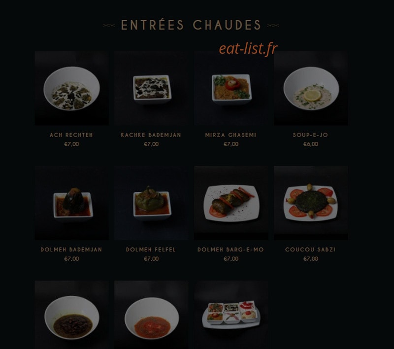 Restaurant Téhéran — carte page 1
