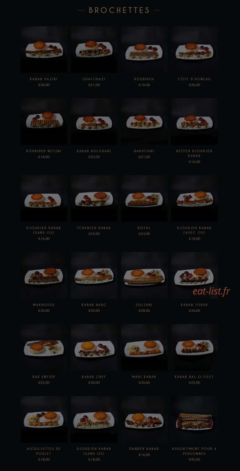 Restaurant Téhéran — carte page 4